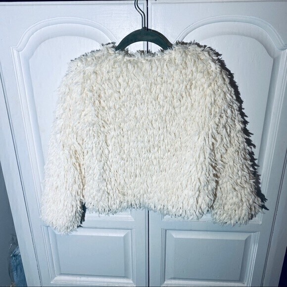 Art & Class Girl's Shaggy Jacket, Size M, Cream** - Picture 3 of 7